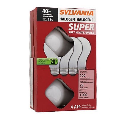 slide 1 of 1, Sylvania HaloGen 28 Watt Super Soft White Light Bulbs, 4 ct