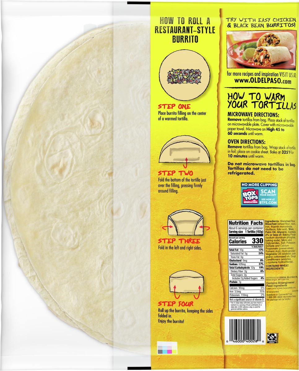 slide 6 of 9, Old El Paso Restaurant Style Grande Flour Tortillas, 6-count, 21.5 oz