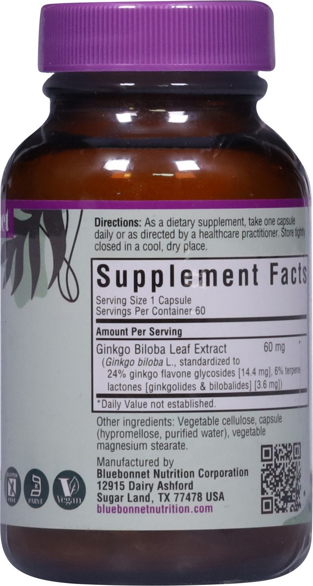 slide 11 of 13, Bluebonnet Nutrition Ginkgo Biloba 60 Vegetable Capsules, 60 ct