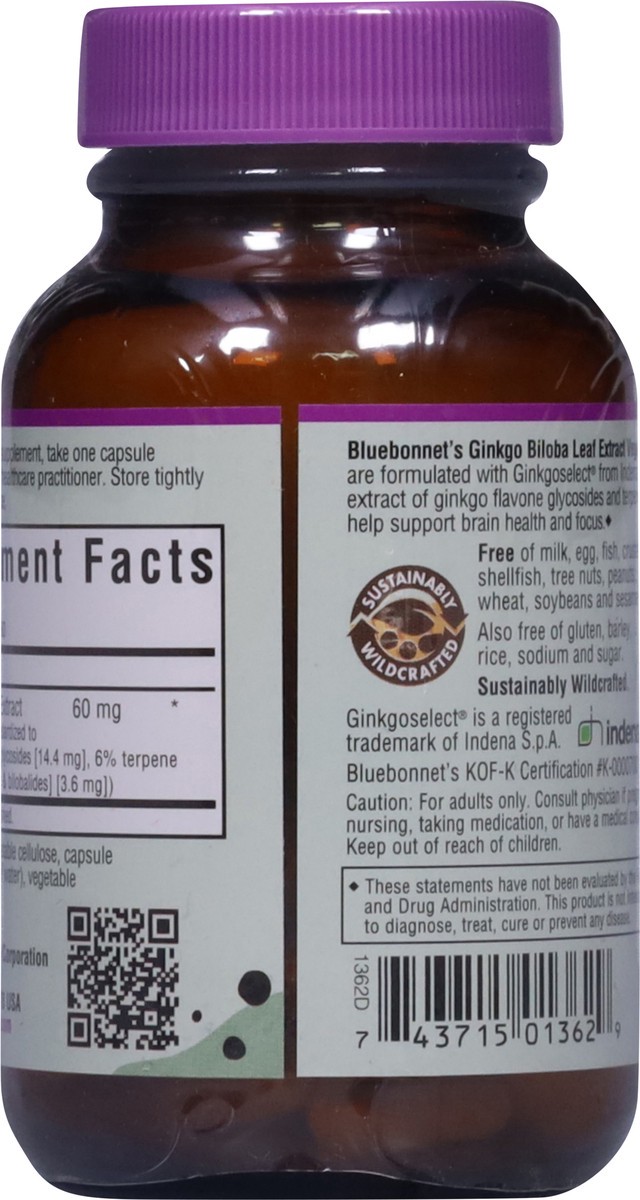slide 5 of 13, Bluebonnet Nutrition Ginkgo Biloba 60 Vegetable Capsules, 60 ct