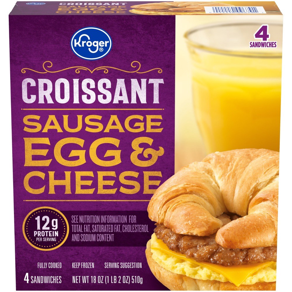 slide 2 of 3, Kroger Sausage Egg & Cheese Croissant, 4 ct; 18 oz