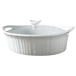 CorningWare French White Oval Entree Baker with Glass Cover