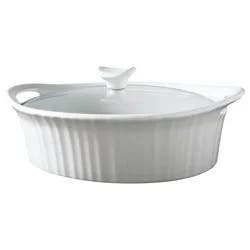 CorningWare French White Oval Entree Baker with Glass Cover