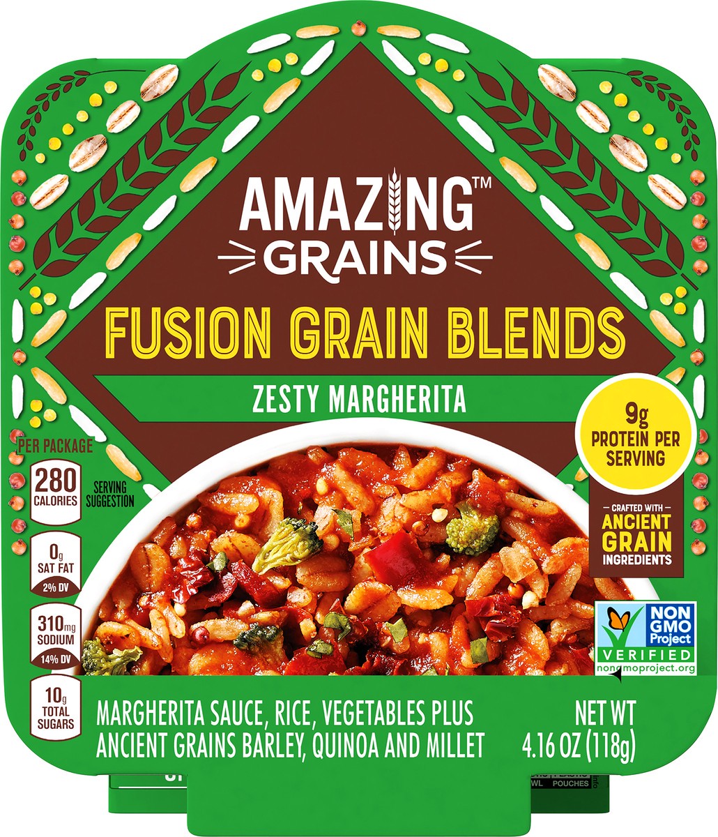 slide 3 of 14, Amazing Grains Zesty Margherita Fusion Grain Blend, 4.16 oz Bowl, 118 g