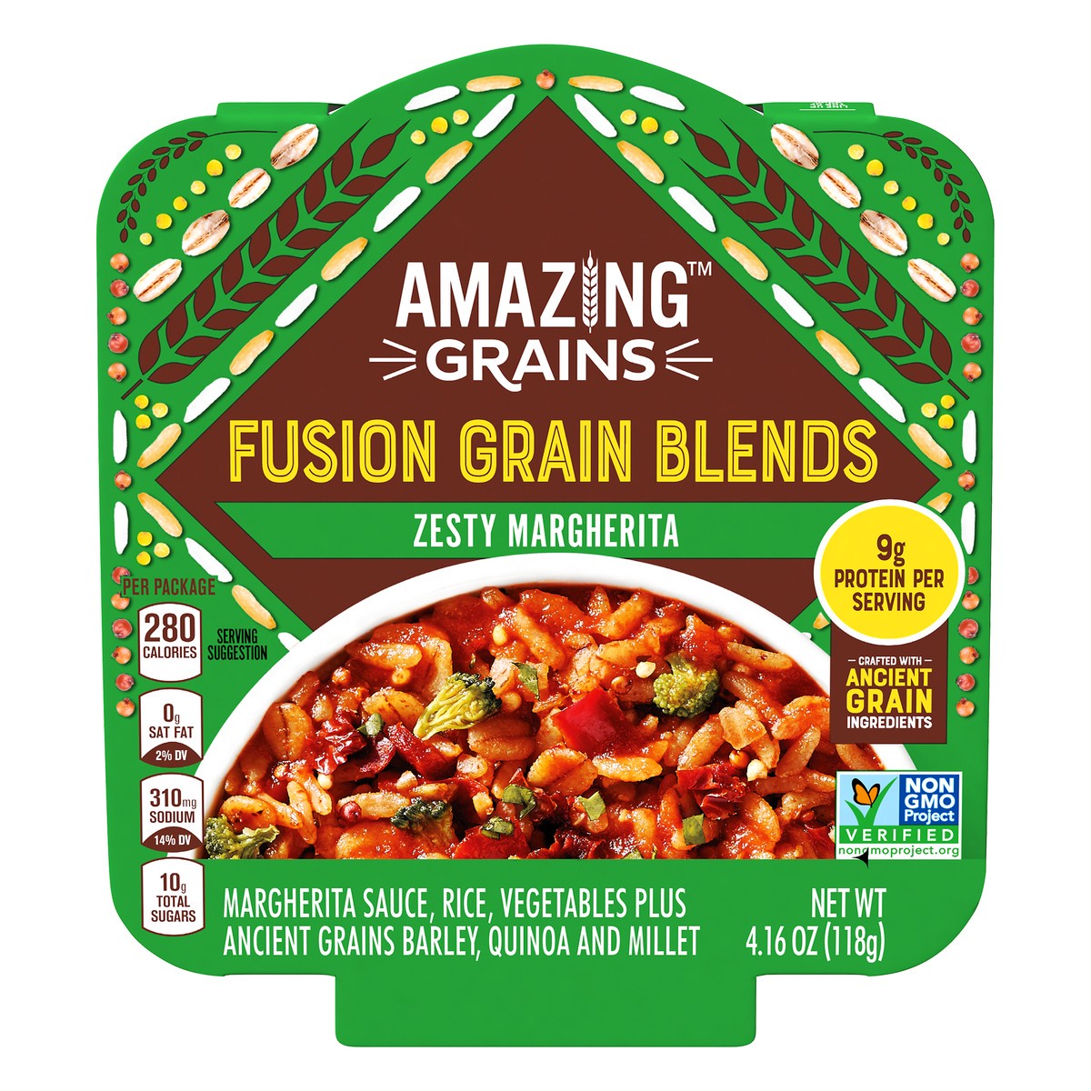 slide 14 of 14, Amazing Grains Zesty Margherita Fusion Grain Blend, 4.16 oz Bowl, 118 g