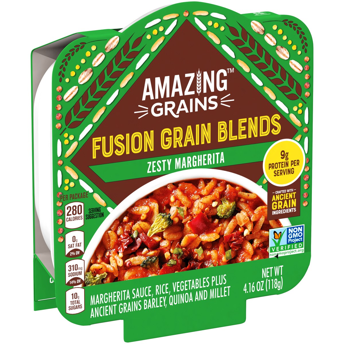 slide 4 of 14, Amazing Grains Zesty Margherita Fusion Grain Blend, 4.16 oz Bowl, 118 g