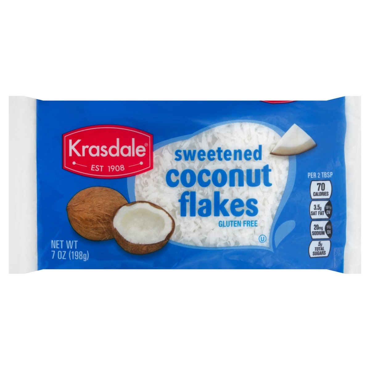 slide 1 of 1, Krasdale Kras Coconut Flakes, 7 oz
