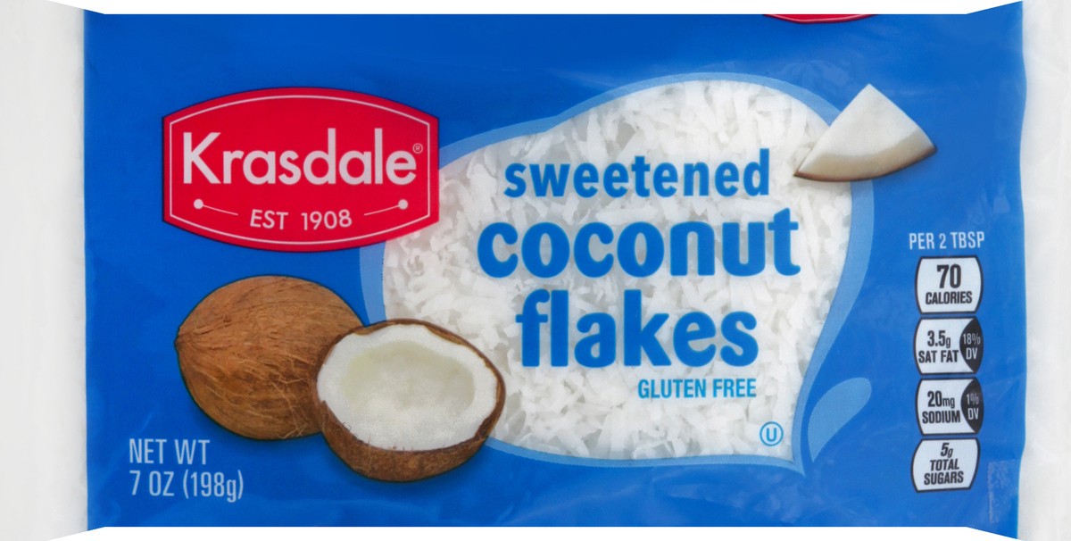 slide 1 of 9, Krasdale Coconut Flakes 7 oz, 7 oz