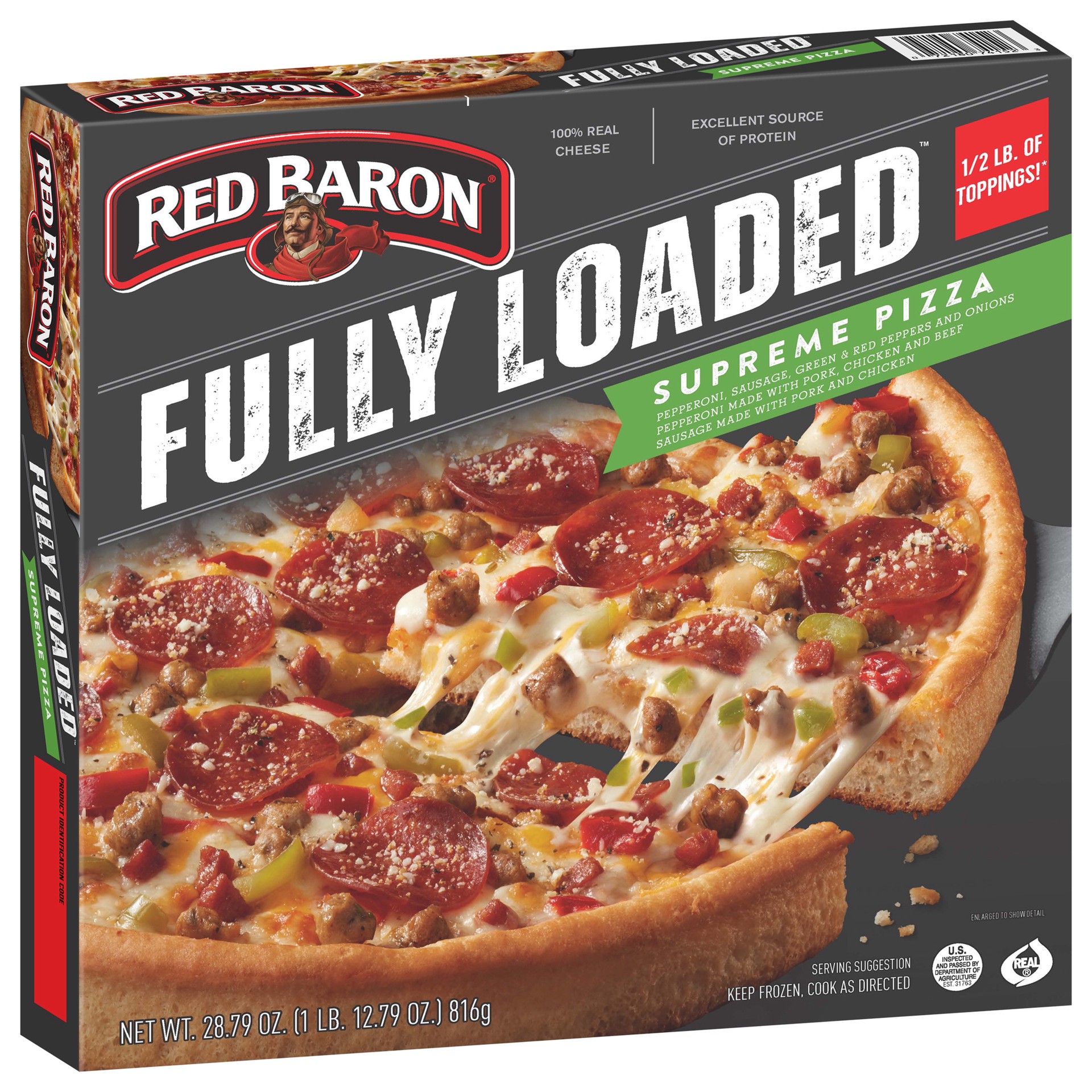 slide 5 of 5, Red Baron Fully Loaded Supreme Original Crust Frozen Pizza, 28.78 oz