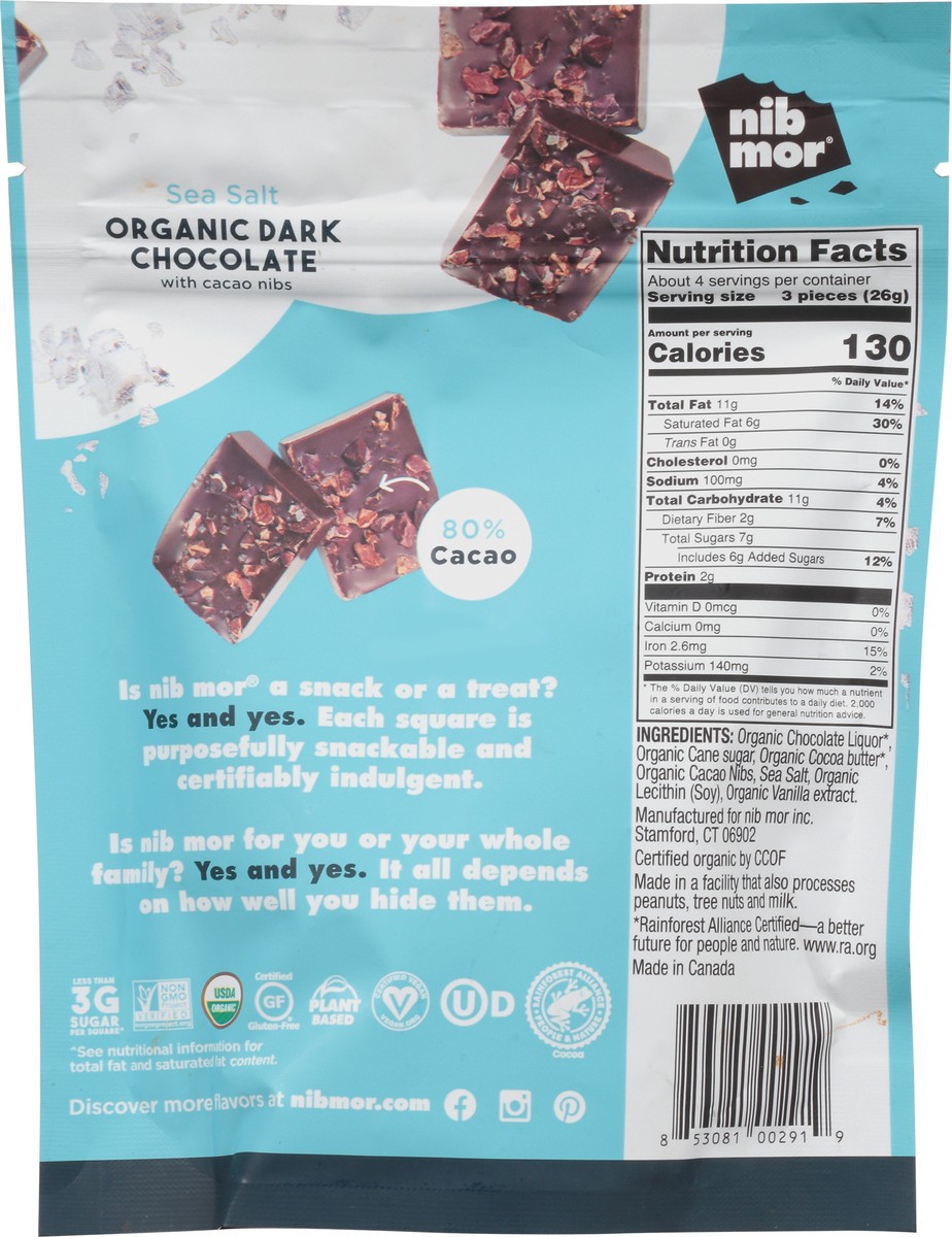 slide 9 of 12, NibMor Organic Sea Salt Dark Chocolate with Cacao Nibs 3.56 oz, 3.56 oz