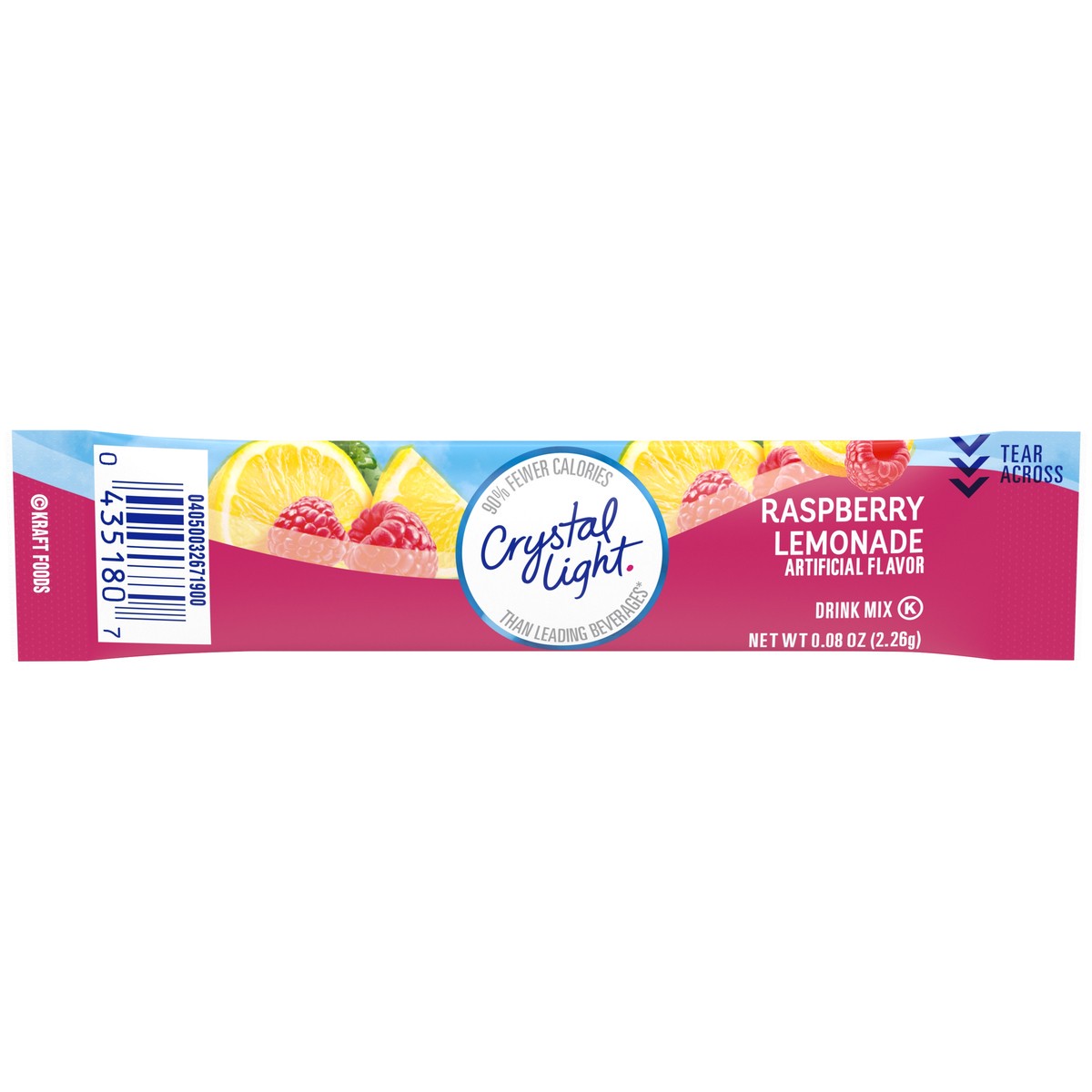 slide 1 of 8, Crystal Light Sugar Free Raspberry Lemonade Powdered Drink Mix, Caffeine Free, 0.8 oz Packet, 0.08 oz