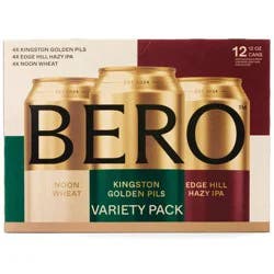 Bero Noon Wheat/Kingston Golden Pils/Edge Hill Hazy IPA Beer Variety Pack - 12 x 12 oz Cans