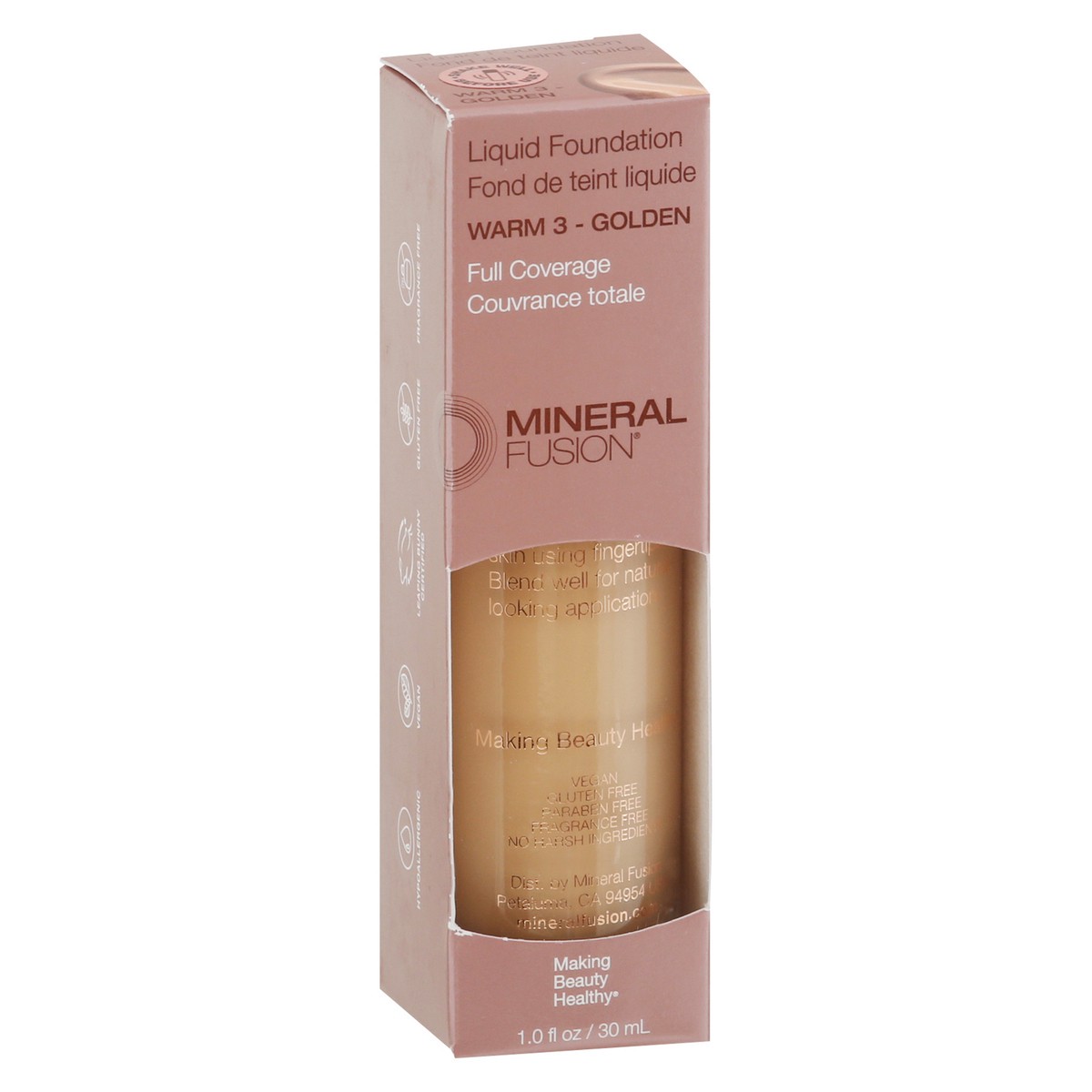 slide 2 of 12, Mineral Fusion Warm 3 - Golden Full Coverage Liquid Foundation 1.0 fl oz, 1 ct