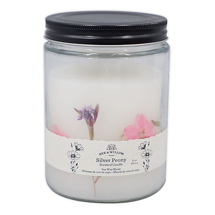 slide 1 of 2, Bee & Willow Home Silver Peony Spring Floral Glass Jar Candle, 15 oz