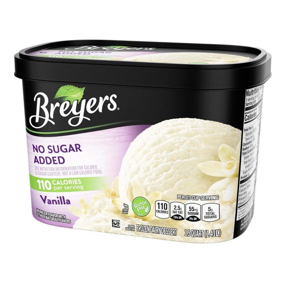 slide 4 of 7, Breyers Ice Cream Breyers No Sugar Added Vanilla Frozen Dairy Dessert, 1.5 qt