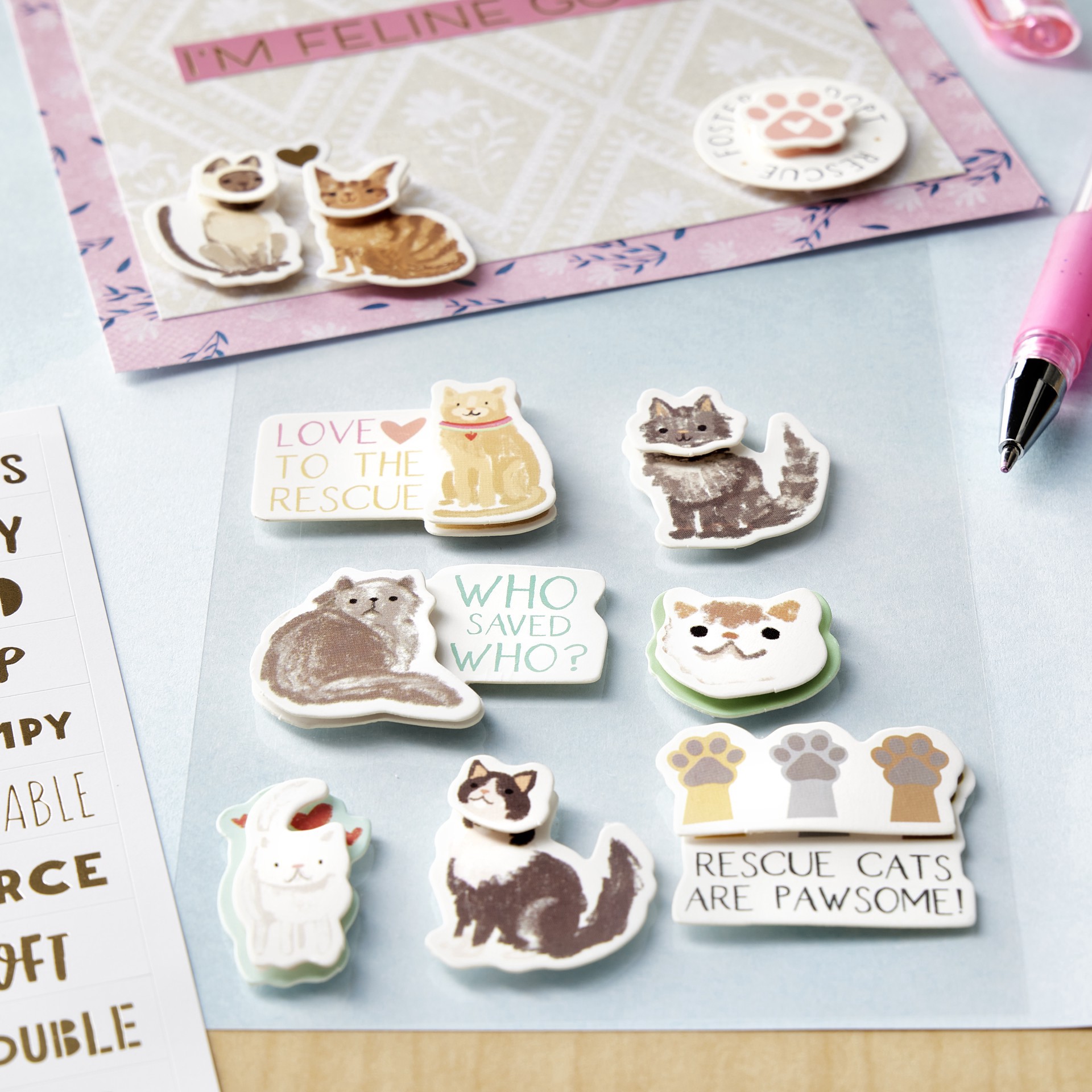 slide 4 of 4, Rescue Cat Stickers By Recollections, 4 in x 8.5 in