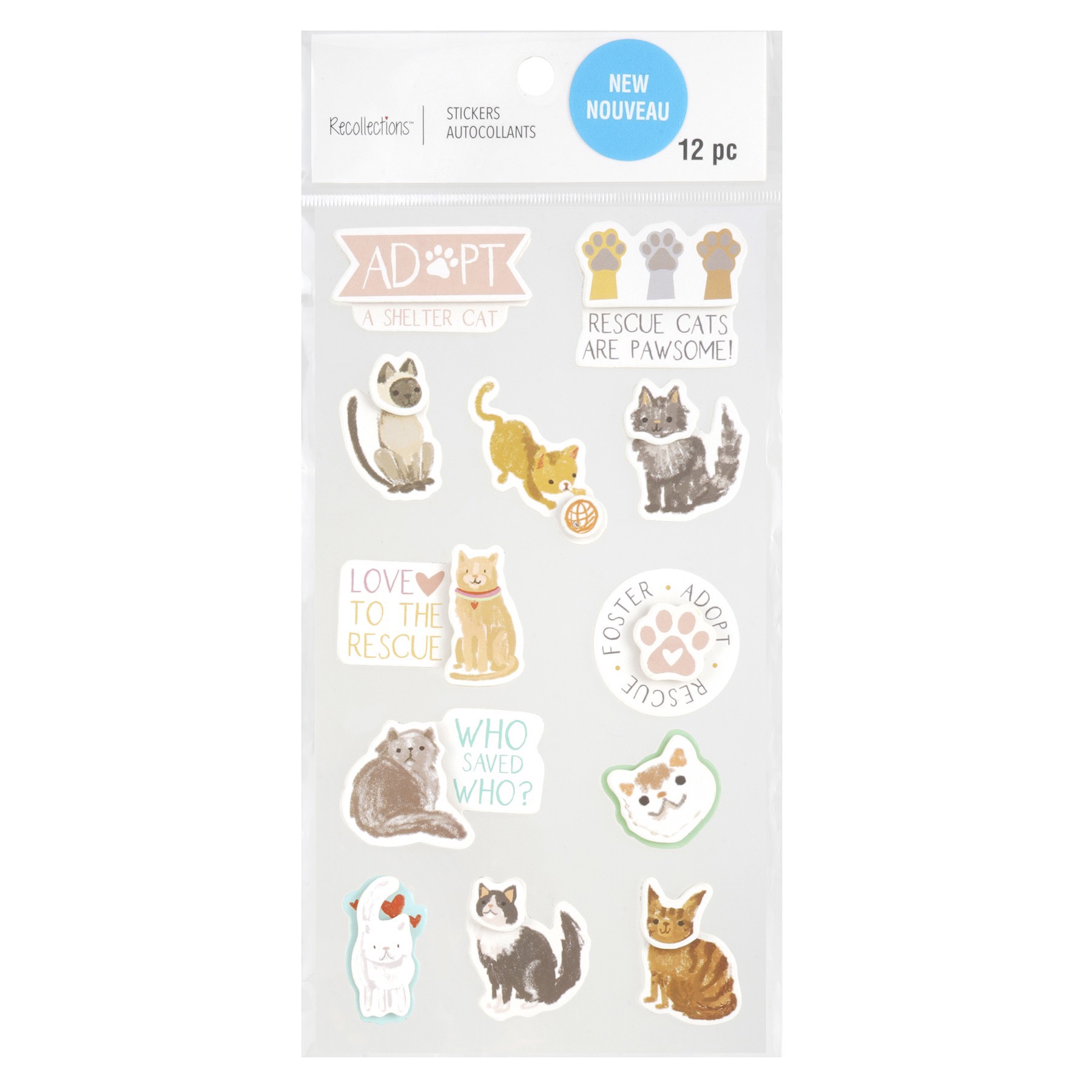 slide 3 of 4, Rescue Cat Stickers By Recollections, 4 in x 8.5 in