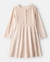 Oshkosh Girls Cozy Rib Dress - Cream Beige 7