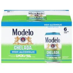 Modelo Chelada Limón Y Sal Non-Alcoholic Malt Beverage Mexican Import Brew, 6 pk 12 fl. oz. Cans, less than 0.5% ABV