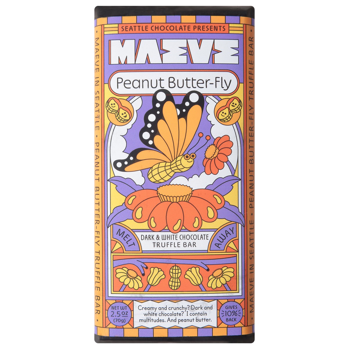 slide 1 of 8, Maeve Dark & White Chocolate Peanut Butter-Fly Truffle Bar 2.5 oz, 2.5 oz