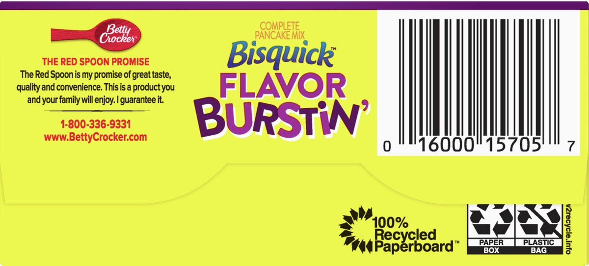 slide 6 of 10, Bisquick Betty Crocker Pancake Mix, Complete, Flavor Burstin', Chocolate Chip, 20 oz