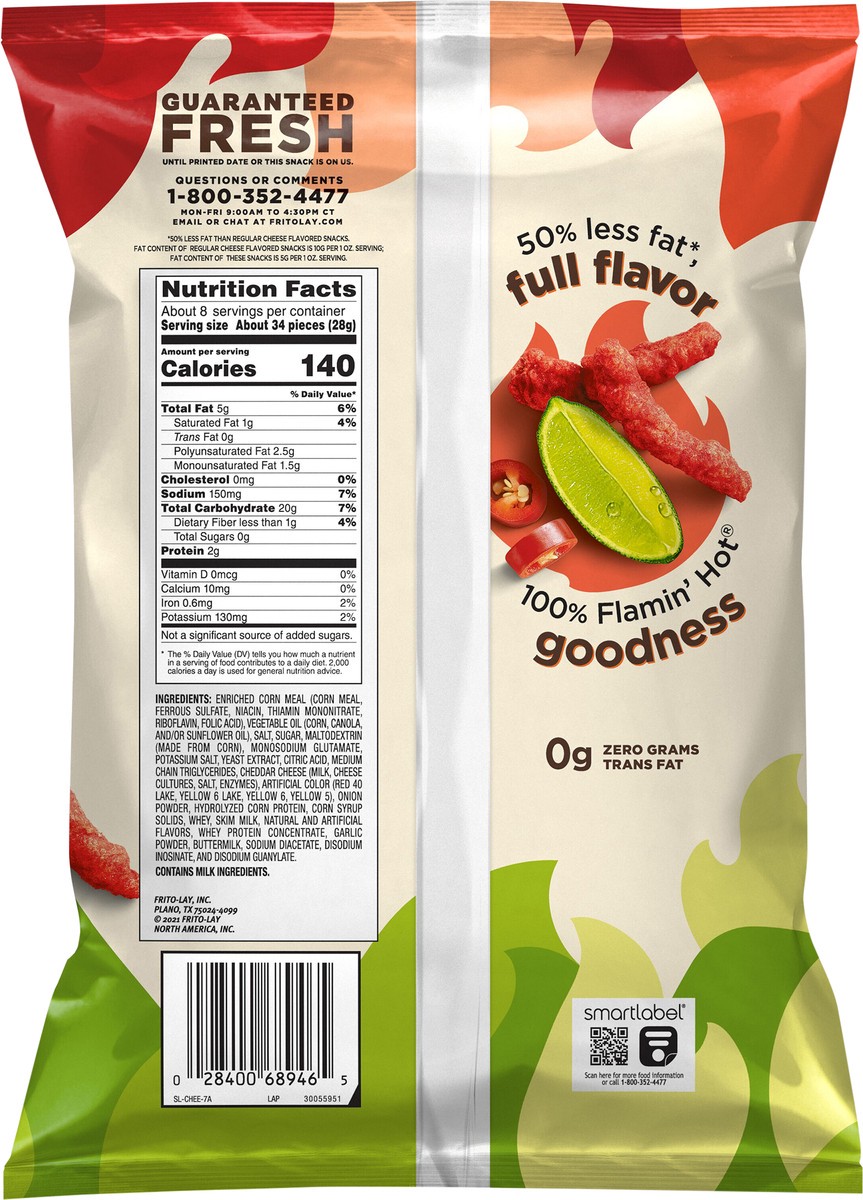 slide 5 of 6, Cheetos Cheese Flavored Snacks, Flamin' Hot Limon, 7.625 oz