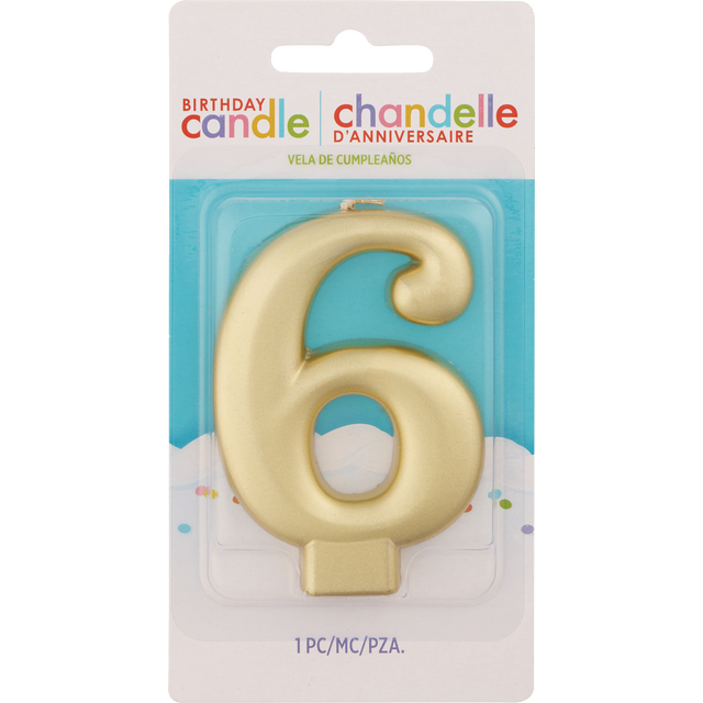 slide 1 of 1, AMSCAN Cndl Metallic Numeral #6 Gold, 1 ct