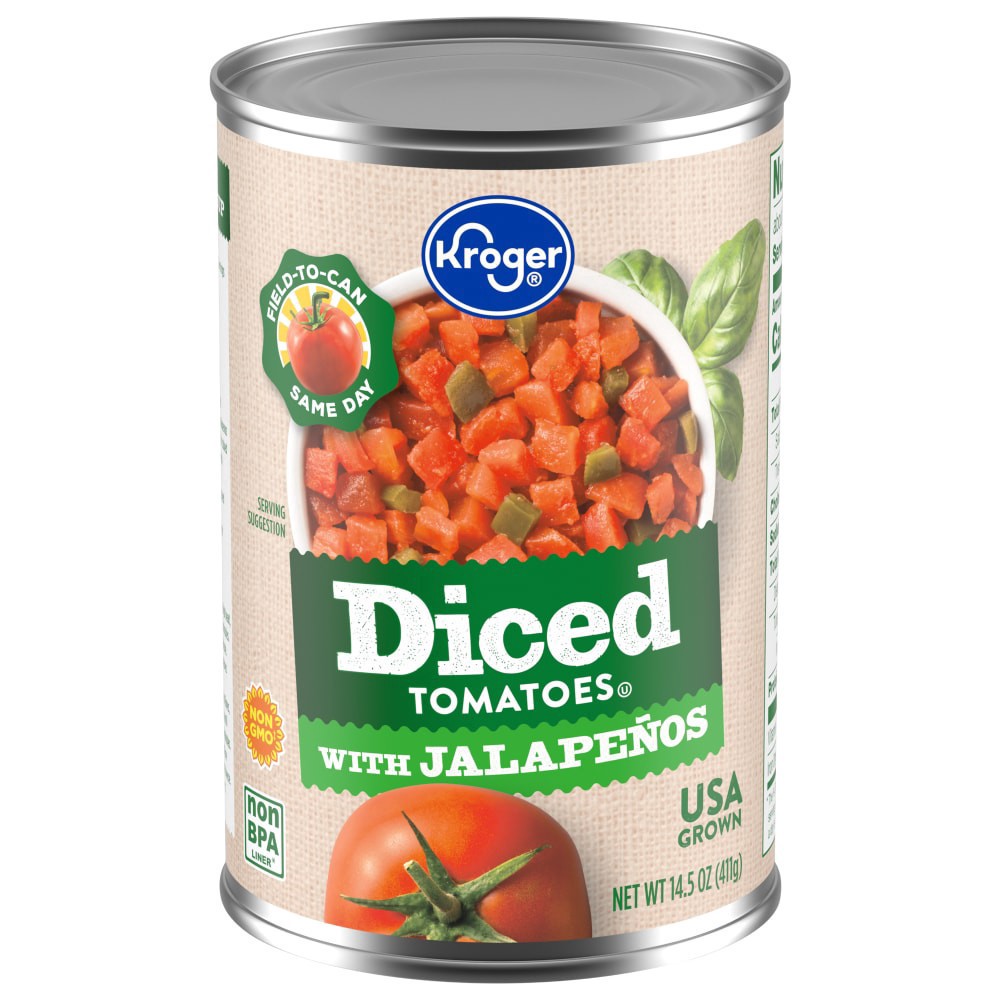 slide 1 of 6, Kroger Petite Diced Tomatoes With Green Chilies, 14.5 oz