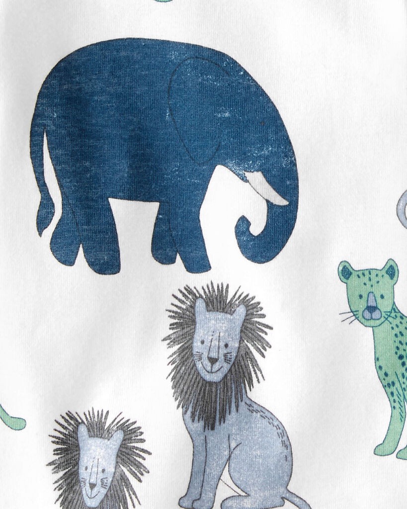 slide 4 of 5, Littleplanet Baby 3-Pack Organic Cotton Rib Bodysuits in Wildlife Print, Geo & Stripes Sweet Cream, Heather Grey, Blue 3M, 1 ct