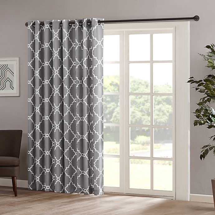 slide 1 of 6, Madison Park Saratoga Grommet Top Patio Door Window Curtain Panel - Grey, 84 in