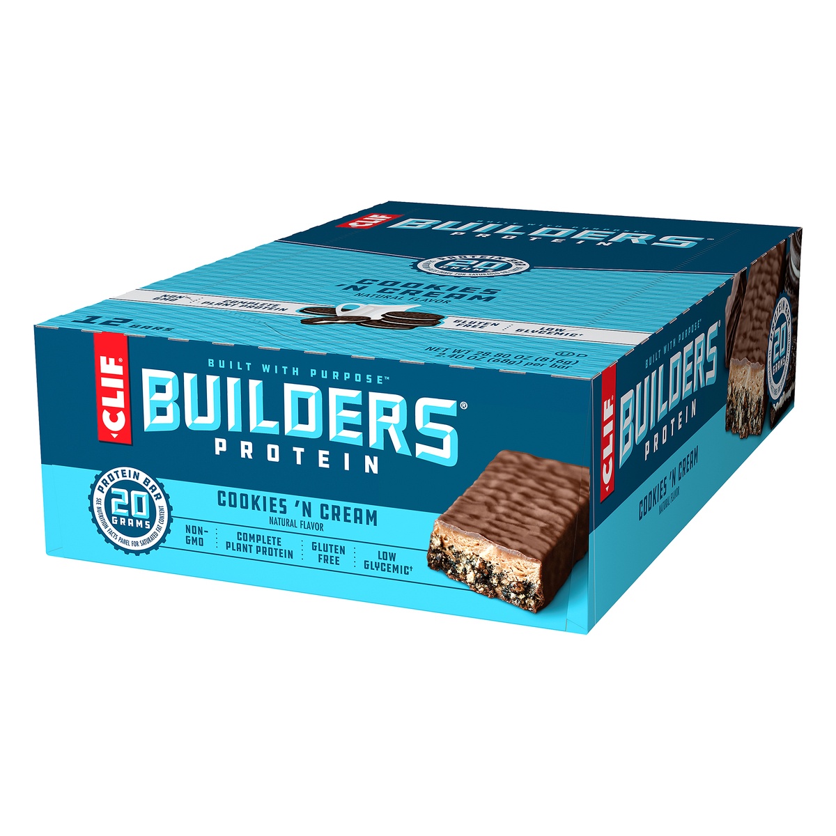 slide 3 of 10, CLIF Protein Builder Bar Cookie Creme Case, 12 ct