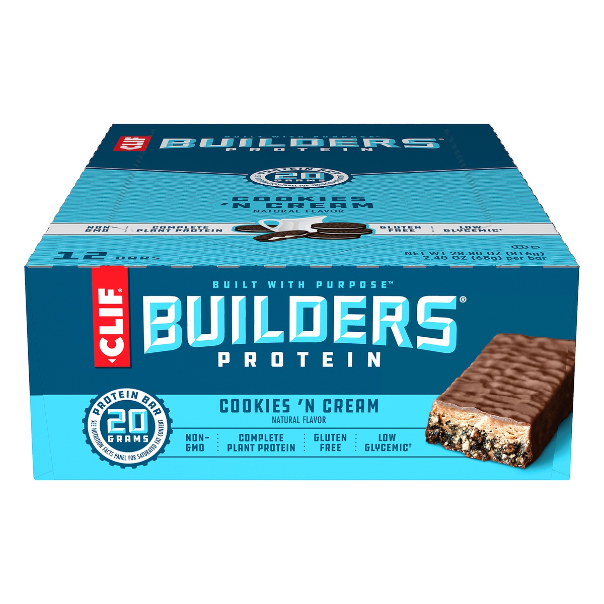 slide 1 of 10, CLIF Protein Builder Bar Cookie Creme Case, 12 ct