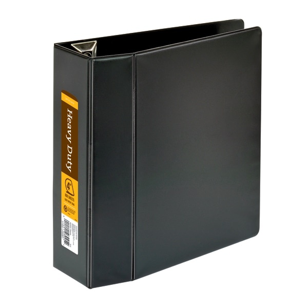 slide 1 of 5, Office Depot Brand Heavy-Duty 3-Ring Binder, 4'' D-Rings, Black, 1 ct