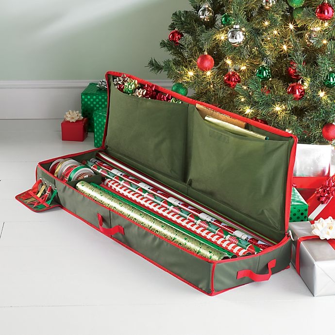 slide 1 of 1, Real Simple Holiday Gift Wrap Under Bed Wrapping Paper Storage, 1 ct