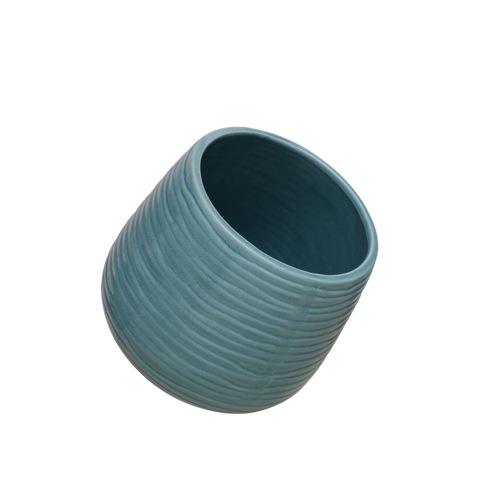 slide 3 of 3, 9" Turquoise Ceramic Pot By Ashland, 9 in