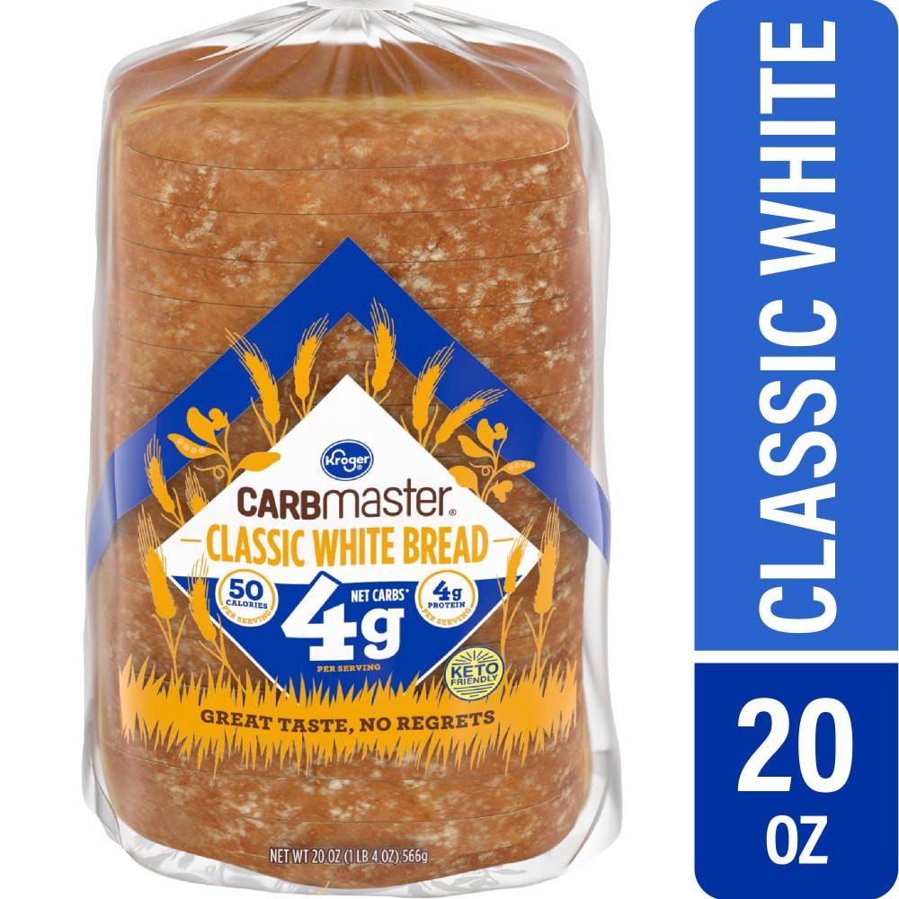 slide 1 of 4, Kroger Carbmaster White Bread, 20 oz