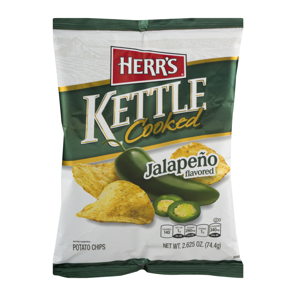slide 1 of 1, Herr's Jalapeno Kettle Cooked Potato Chips, 2.625 oz
