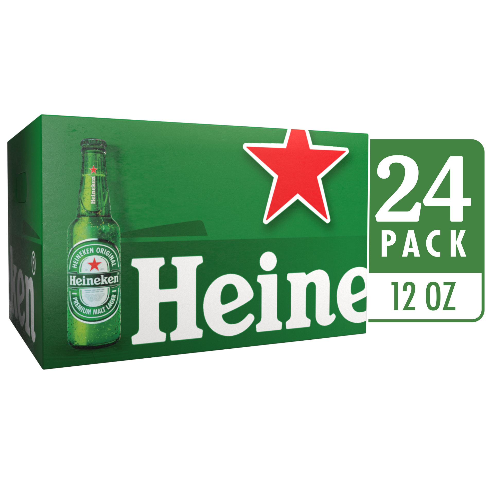 slide 1 of 31, Heineken Original Lager Beer, 24 Pack, 12 fl oz Bottles, 12 oz