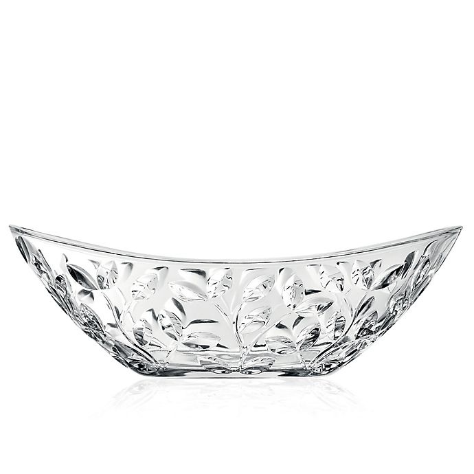 slide 1 of 1, Lorren Home Trends Laurus Oval Crystal Bowl, 13.5 in