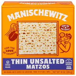 Manischewitz Thin Unsalted Matzos 10 oz