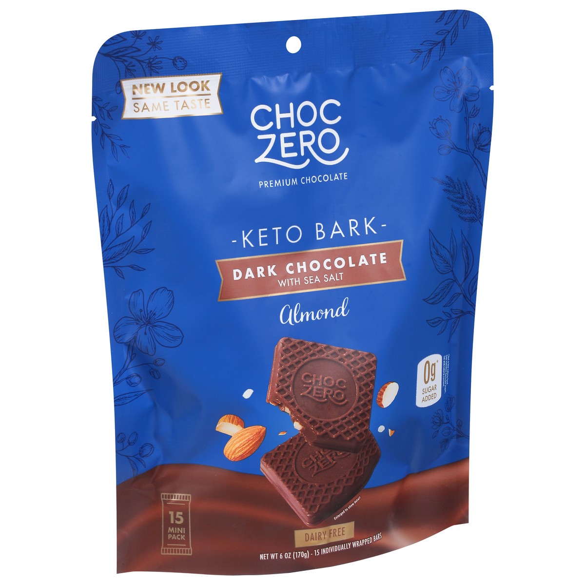 slide 2 of 11, ChocZero Dark Chocolate with Sea Salt Almonds, 6 oz