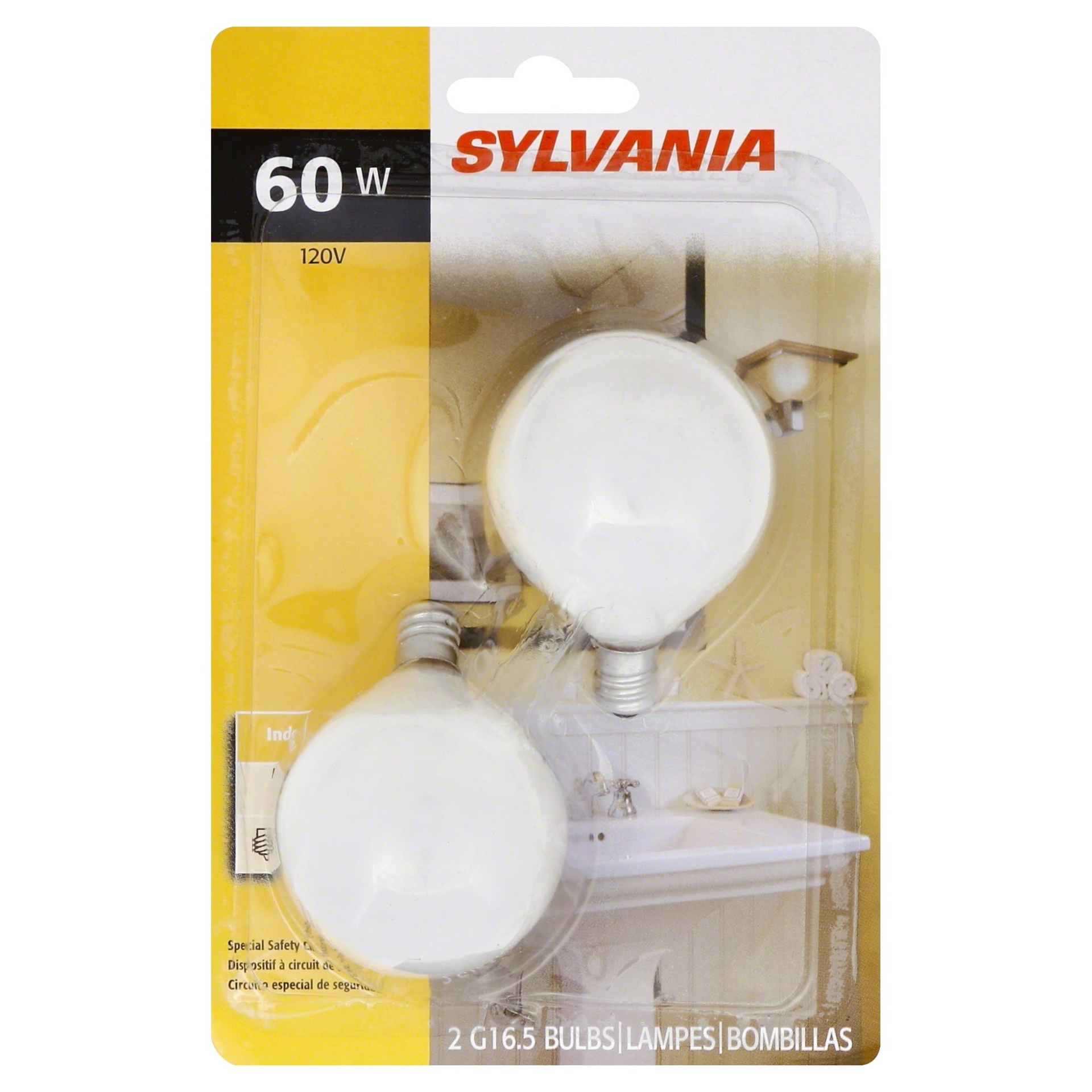 slide 1 of 1, Sylvania 60 Watt White Small Vanity Light Bulb, 2 ct