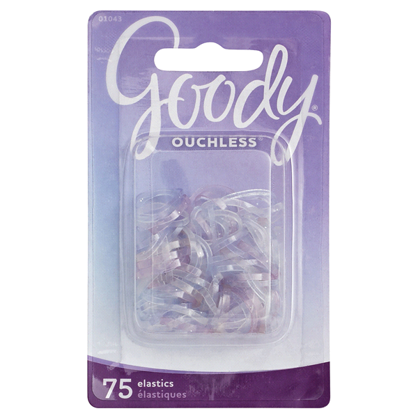 slide 1 of 1, Goody Ouchless Mini Glitter Polyband Elastics, 75 ct