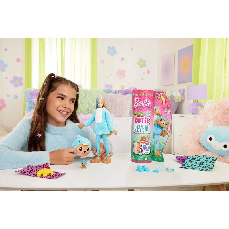 slide 4 of 6, Barbie Cutie Reveal Teddy Bear as Dolphin Costume-Themed Series Doll & Accessories with 10 Surprises, 1 ct