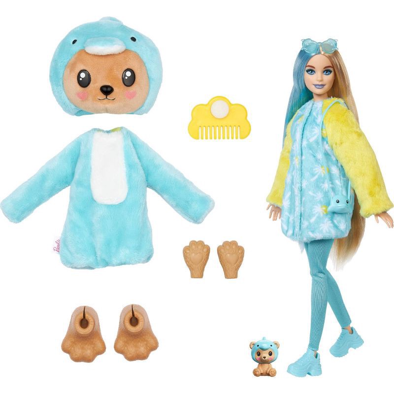 slide 2 of 6, Barbie Cutie Reveal Teddy Bear as Dolphin Costume-Themed Series Doll & Accessories with 10 Surprises, 1 ct