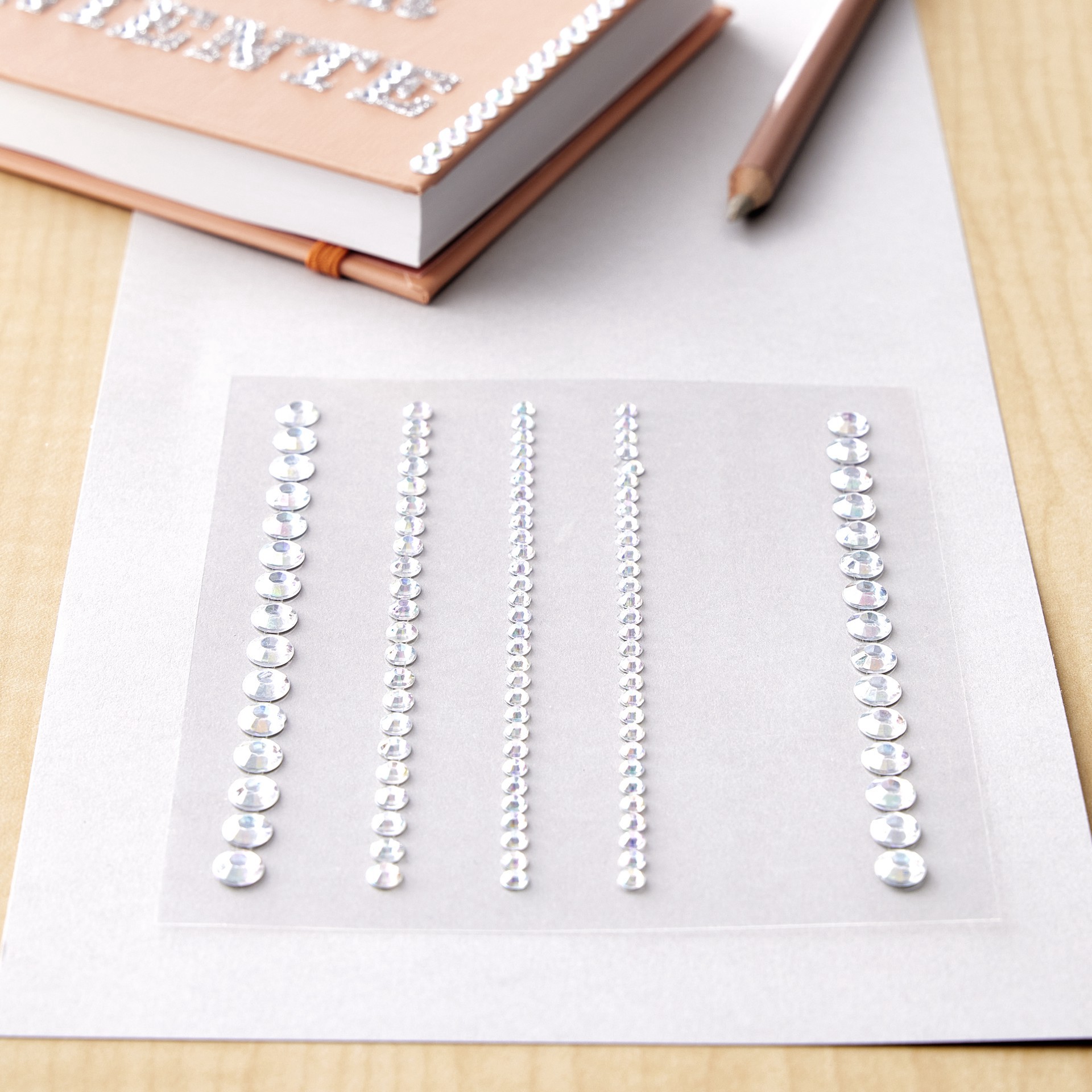 slide 3 of 4, Clear Iridescent Gem Strip Bling Stickers By Recollections, 3.8 in x 4.3 in