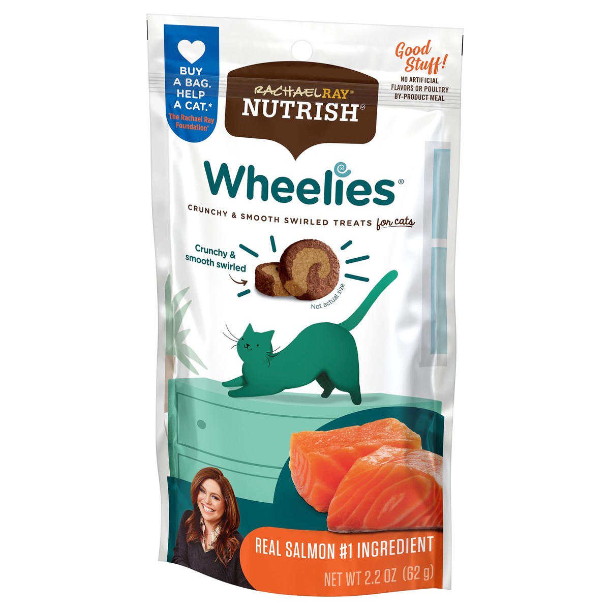 slide 2 of 8, Rachael Ray Nutrish Wheelies Cat Treats, Salmon, 2.2 oz. Bag, 2.2 oz
