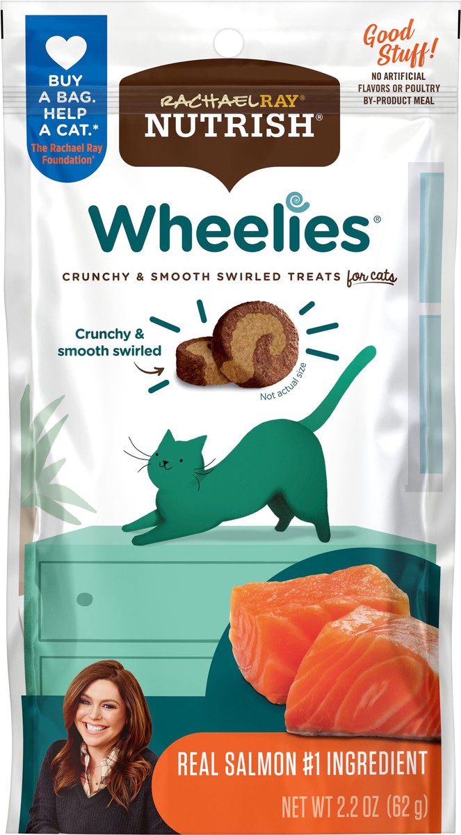 slide 3 of 8, Rachael Ray Nutrish Wheelies Cat Treats, Salmon, 2.2 oz. Bag, 2.2 oz