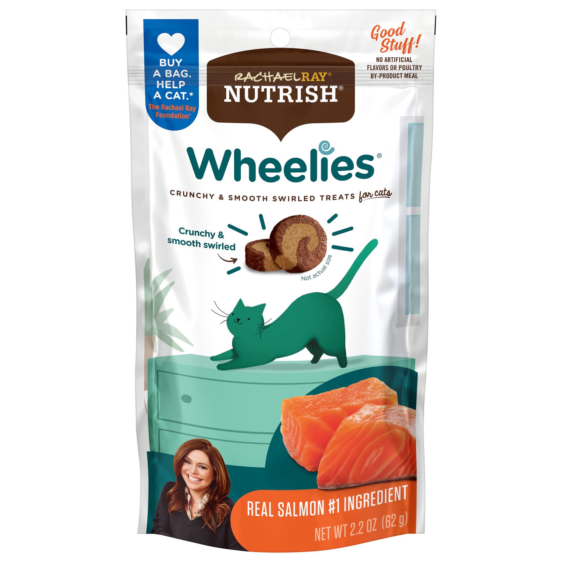slide 1 of 8, Rachael Ray Nutrish Wheelies Cat Treats, Salmon, 2.2 oz. Bag, 2.2 oz