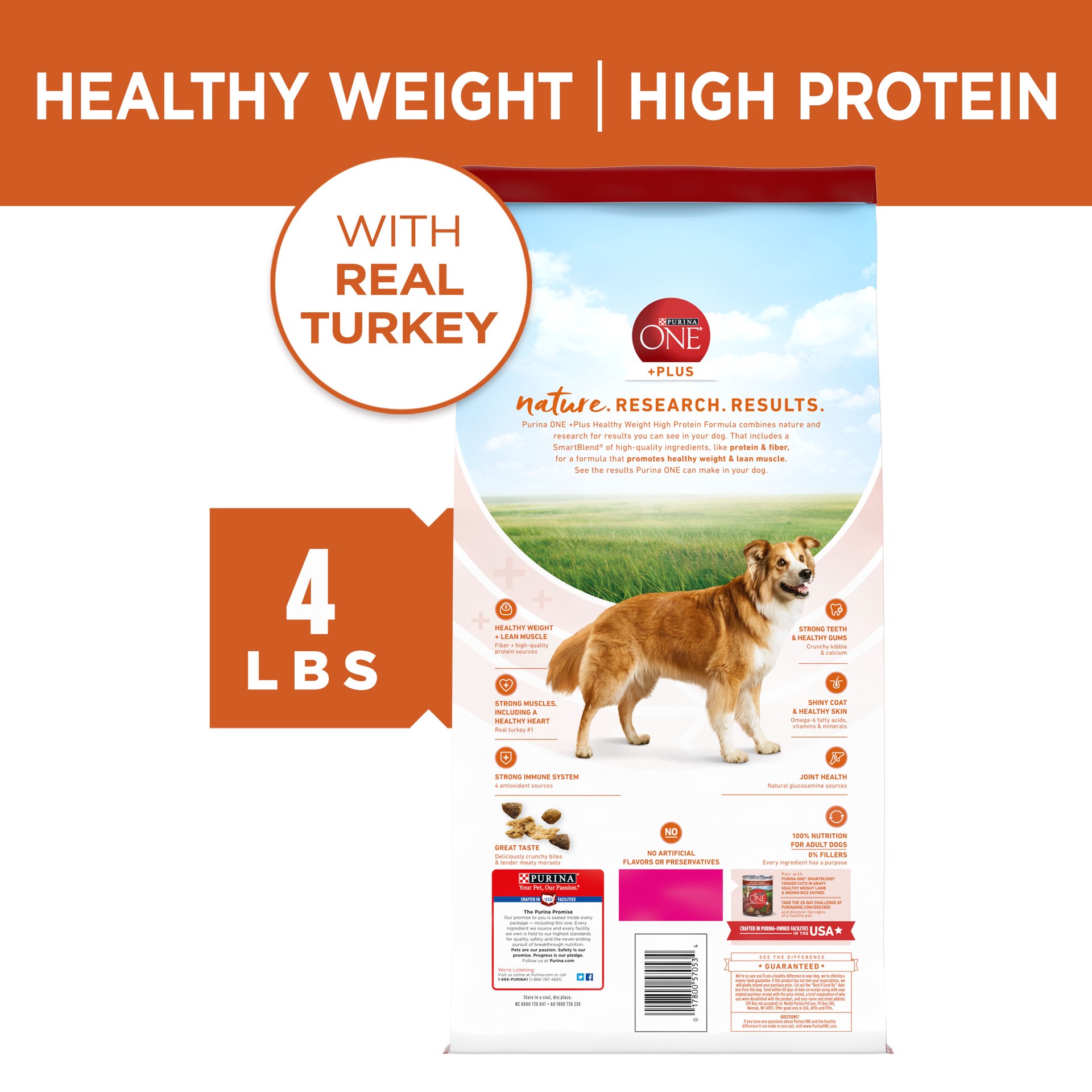 slide 6 of 8, ONE Purina ONE Natural, Weight Control Dry Dog Food, +Plus Healthy Weight Formula, 4 lb